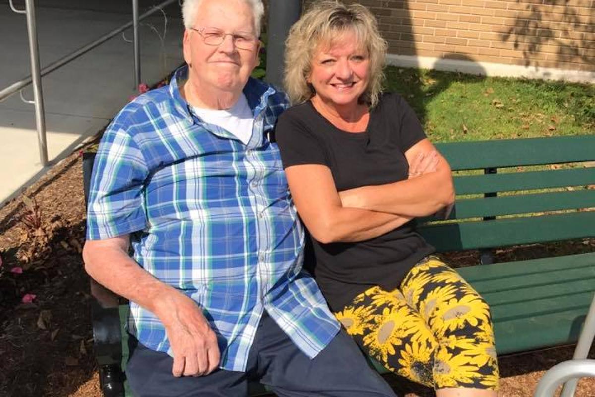 Denise and Roy enjoying the new bench