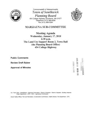 Marijuana Subcommittee Agenda Image