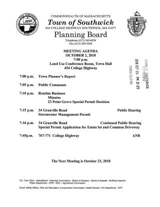 Planning Board Agenda