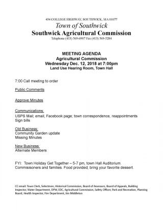 Agricultural Commission Agenda