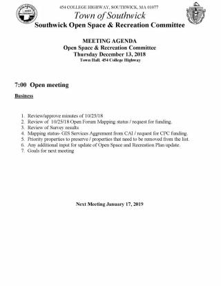 Open Space & Recreation Committee Agenda