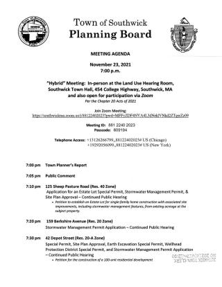 Planning Board Agenda