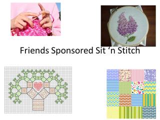 Images of someone knitting, a quilt, a cross stitch piece and a hoop with an embroidered image.