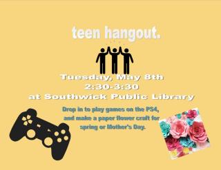 IMAGE OF SILHOUETTE OF TEENS, PAPER FLOWERS AND A GAMING CONTROLLER