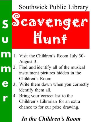 IMAGE OF THE WORDS SUMMER AND SCAVENGER HUNT